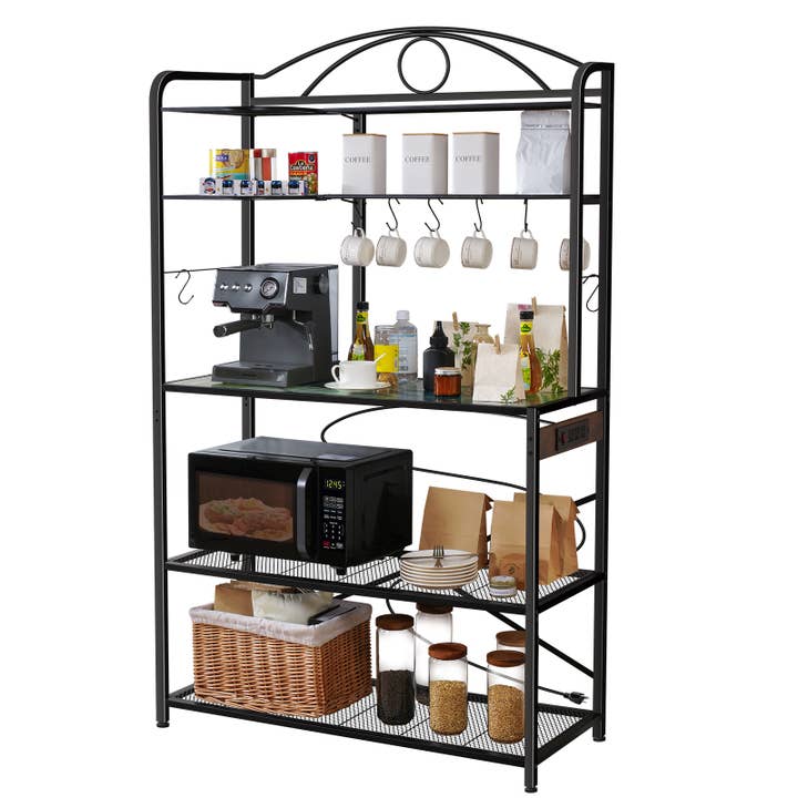 Bakers Rack 40in Width Coffee Bar Station with Power Outlet for wholesale by The Next Gardener