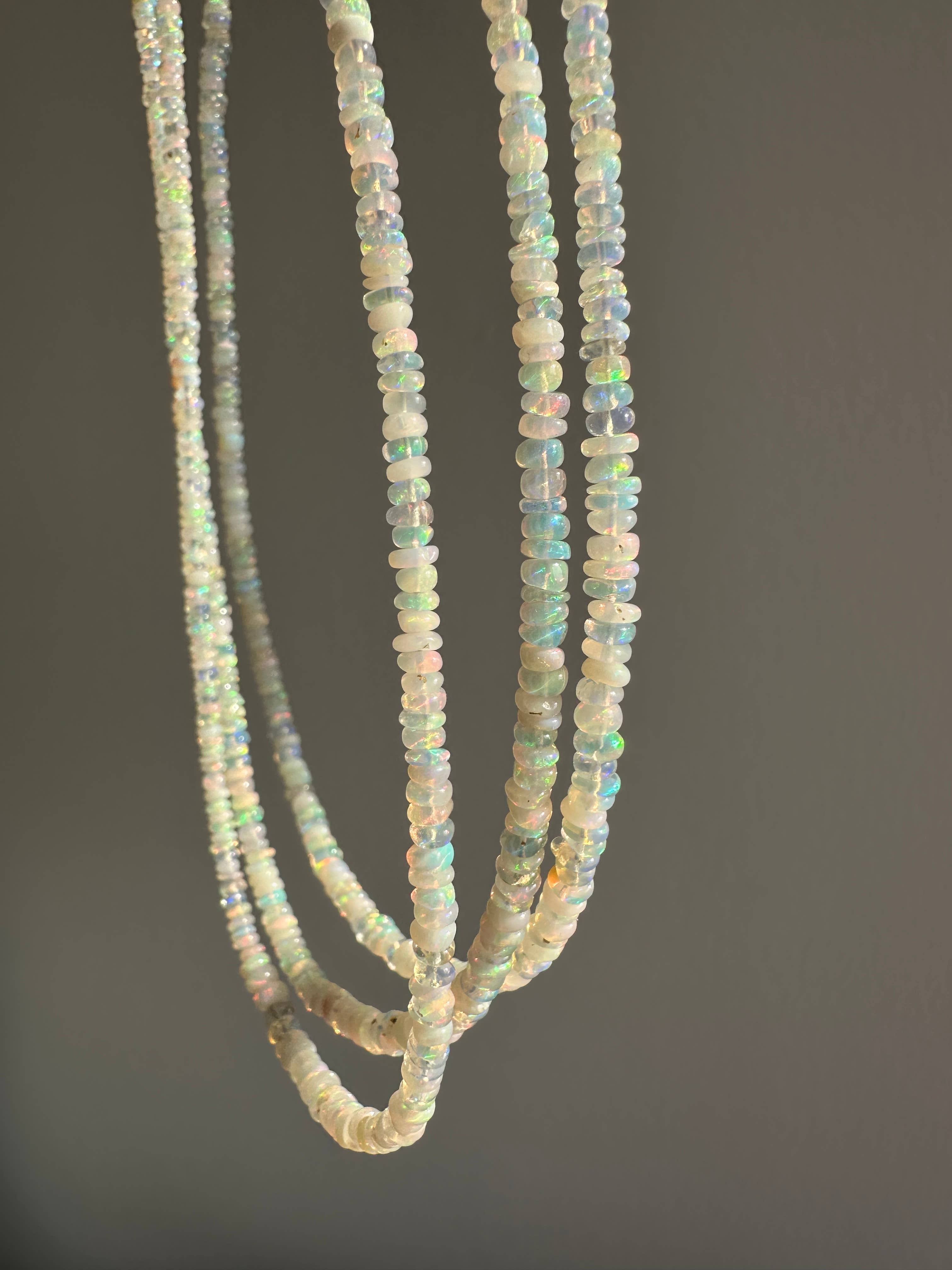 Anokhi Green | Handmade Gemstone Jewelry - Wholesale Beaded/Pearl Necklace - Opal Necklace | Summer White Bead Jewelry |Teens Slim Beads7