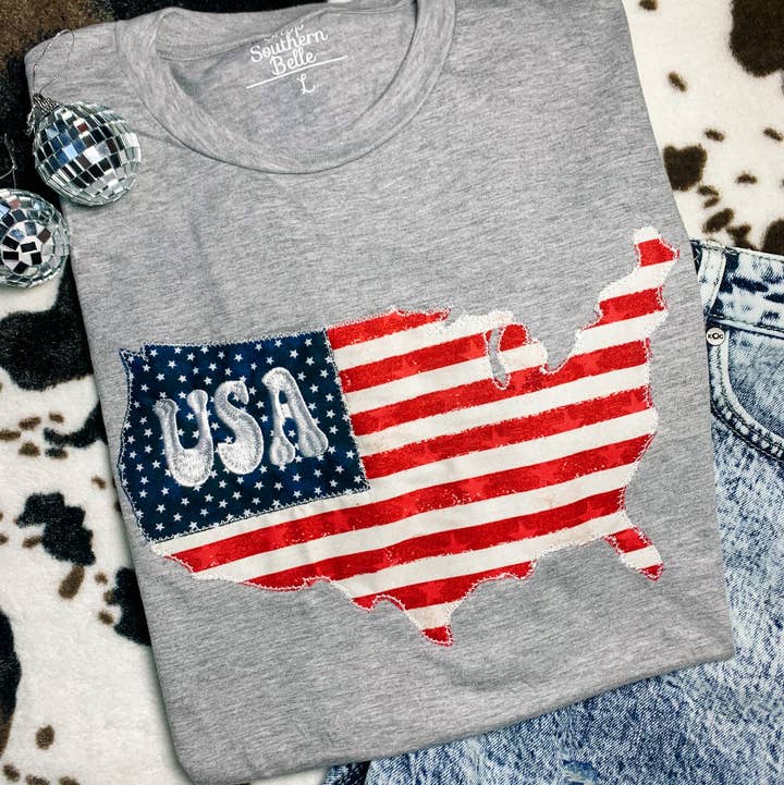 USA Flag Patriotic 4th of July Short Sleeve for wholesale by Shop Southern Belle