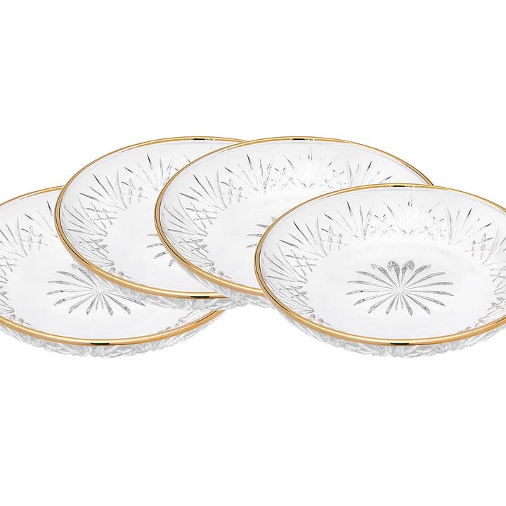 Set of Four Dublin Gold Band Dessert Plates for wholesale by Godinger