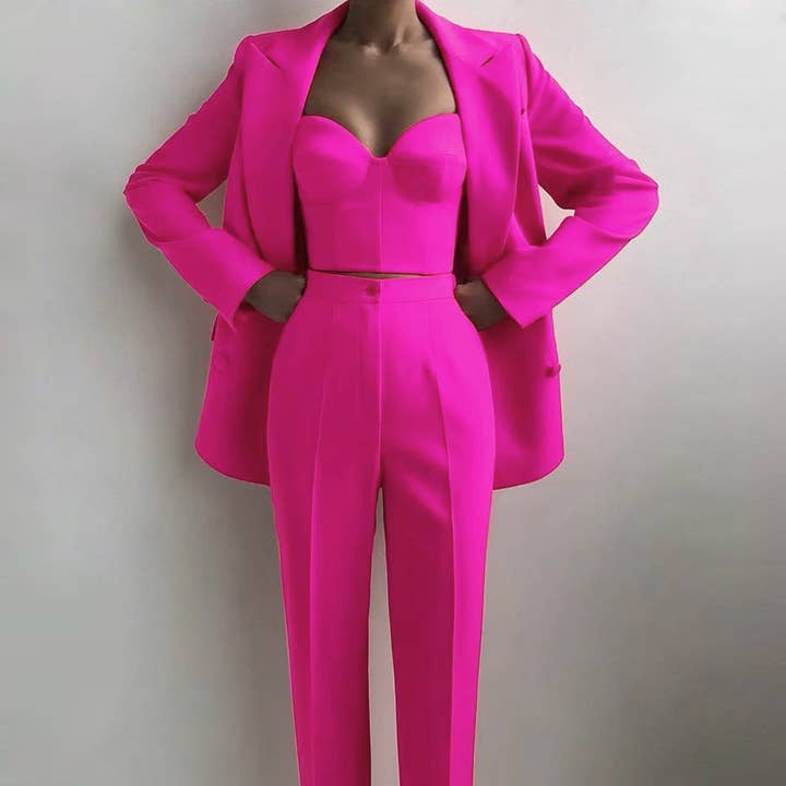 Productseeker - Wholesale Suit Set - Women's - SET062(3) Chic Blazer Set: Elegant Top & Tailored Pants