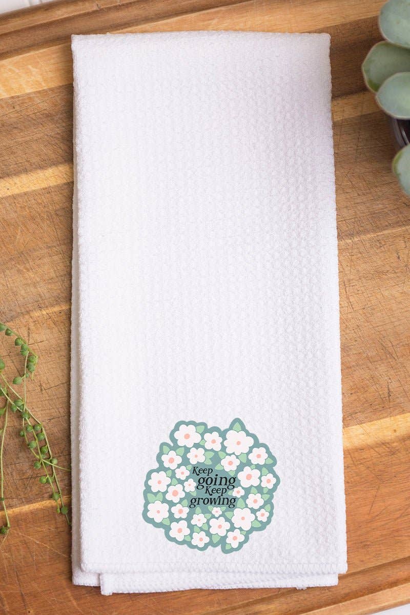 Wholesale Accessory Market - Wholesale Tea Towel - Keep Going Keep Growing Waffle Kitchen Towel