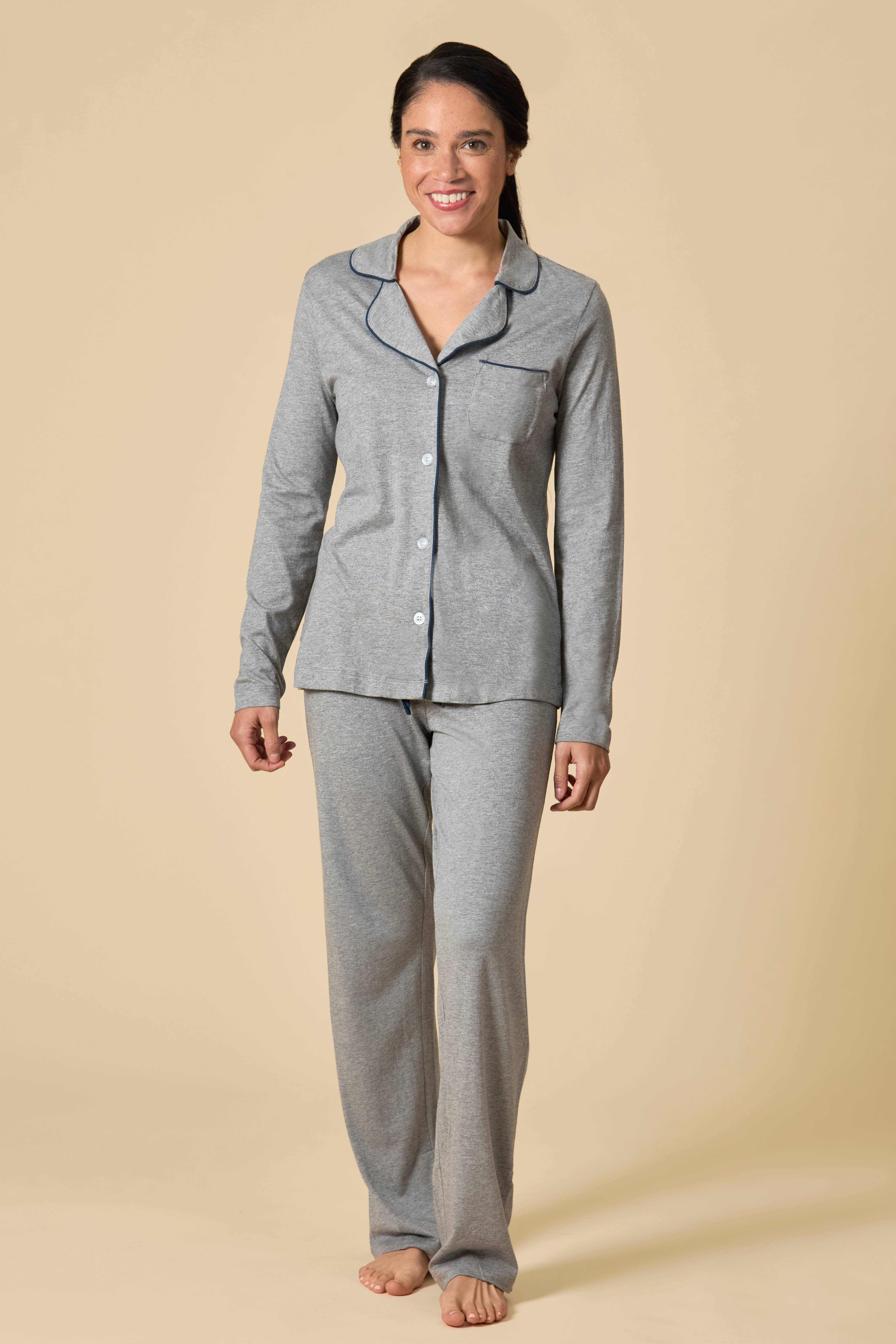 Heather Gris Med Conjunto de pijama mezcla algodón cuello muesca de venta al por mayor en Faire3