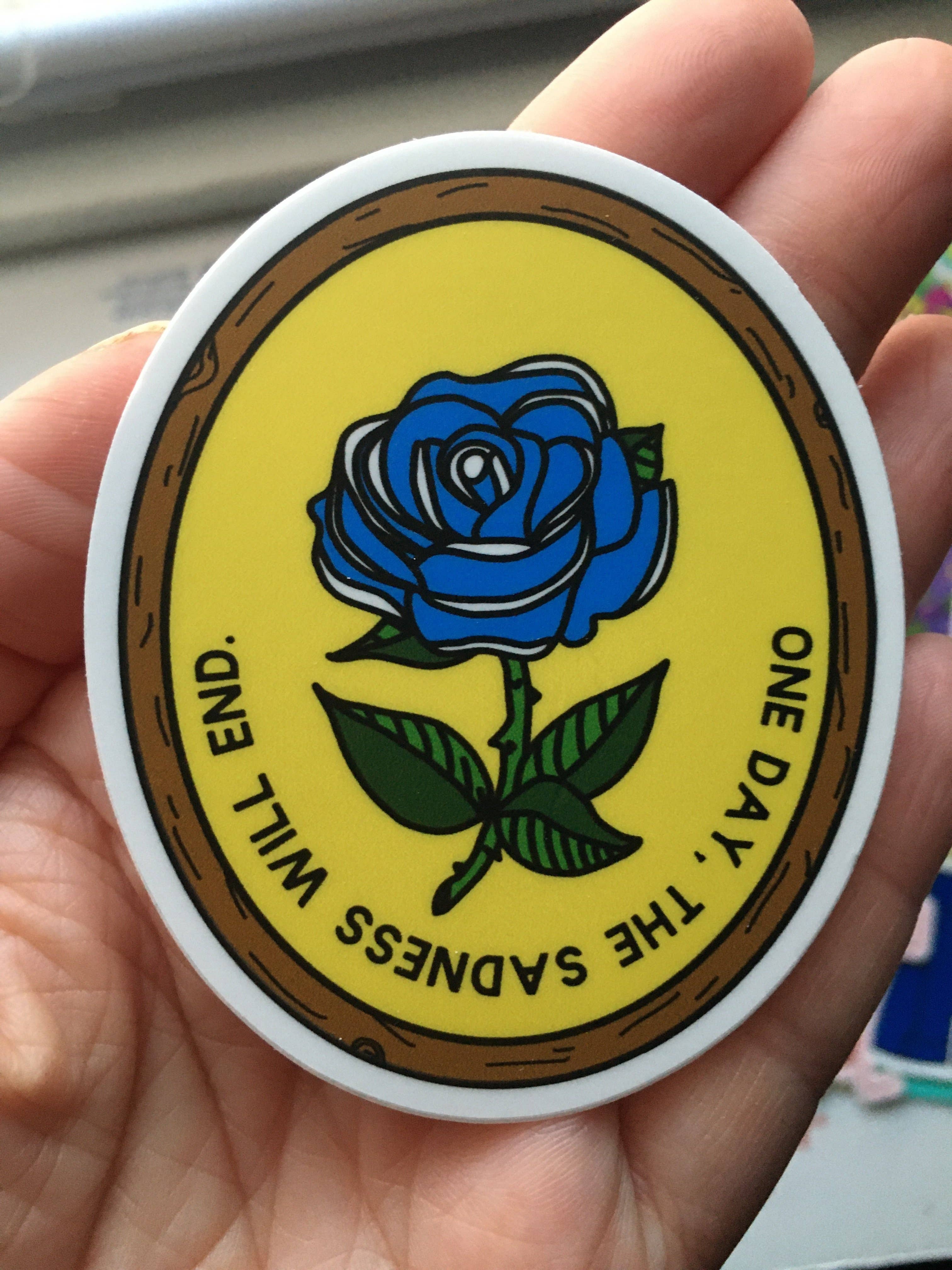 Lil Boat Boutique - Wholesale Sticker - Op een dag zal het verdriet eindigen - 3" vinylsticker Blue Rose3