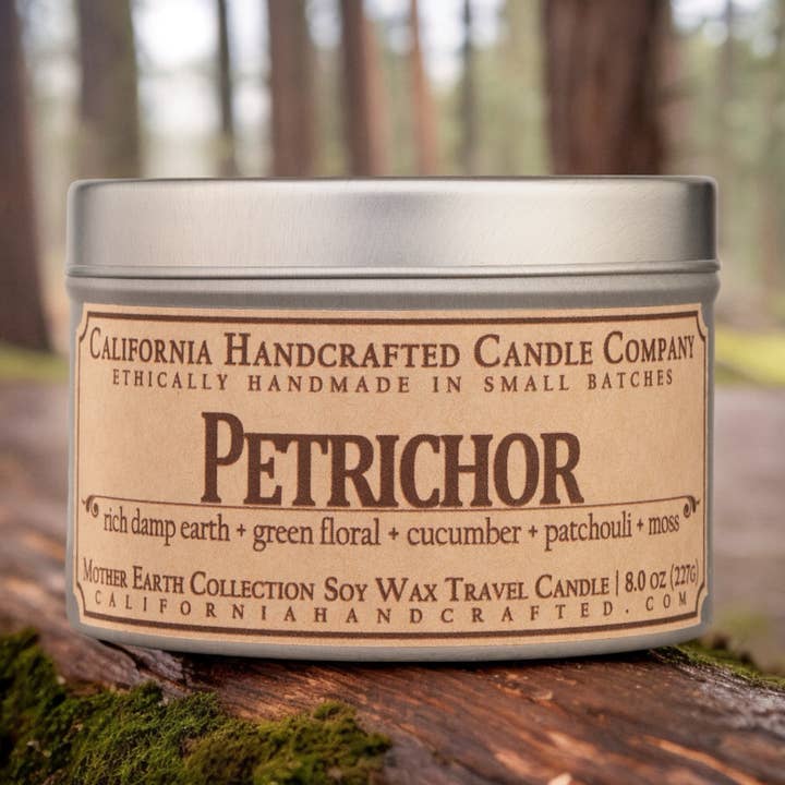 Petrichor Coconut Apricot Travel Candle for wholesale by California Handcrafted