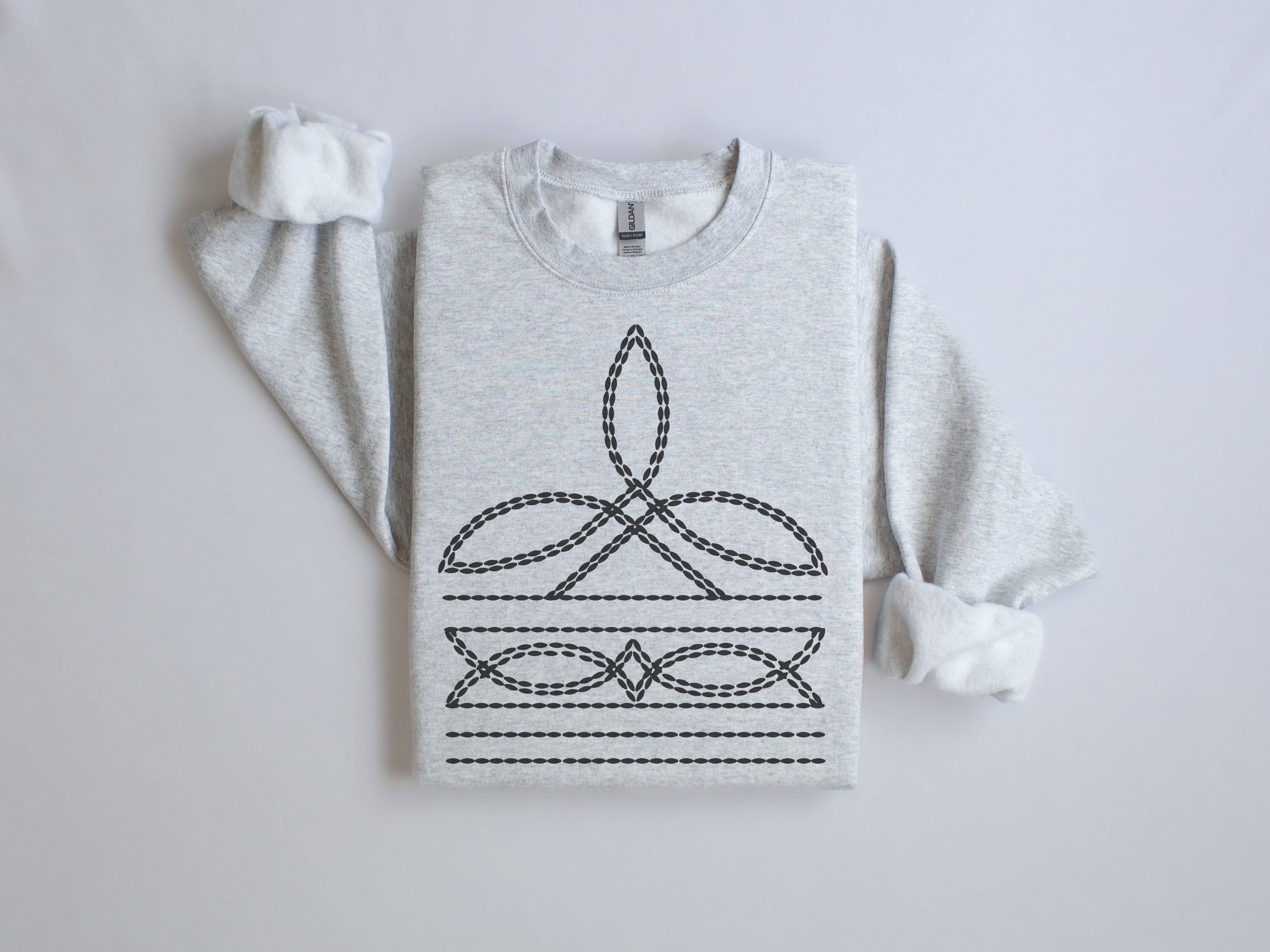 Amy Anne Apparel Inc - Venta al por mayor Sudadera estampada - Mujer - Sudadera con cuello redondo Boot Stitch | Sudadera vaquera0