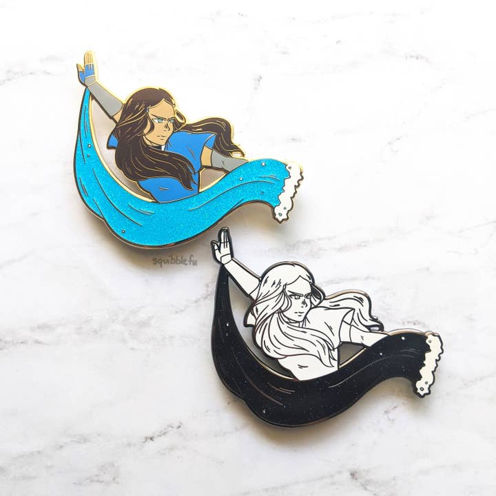 squibblefu - Wholesale Lapel Pin/Button - ***RETIRING last chance!*** Katara | ATLA in Action | Hard Enamel Pin2