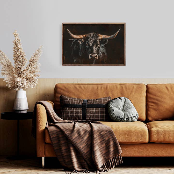 Kendrick Home - Wholesale Wood Wall Art - Black Longhorn2