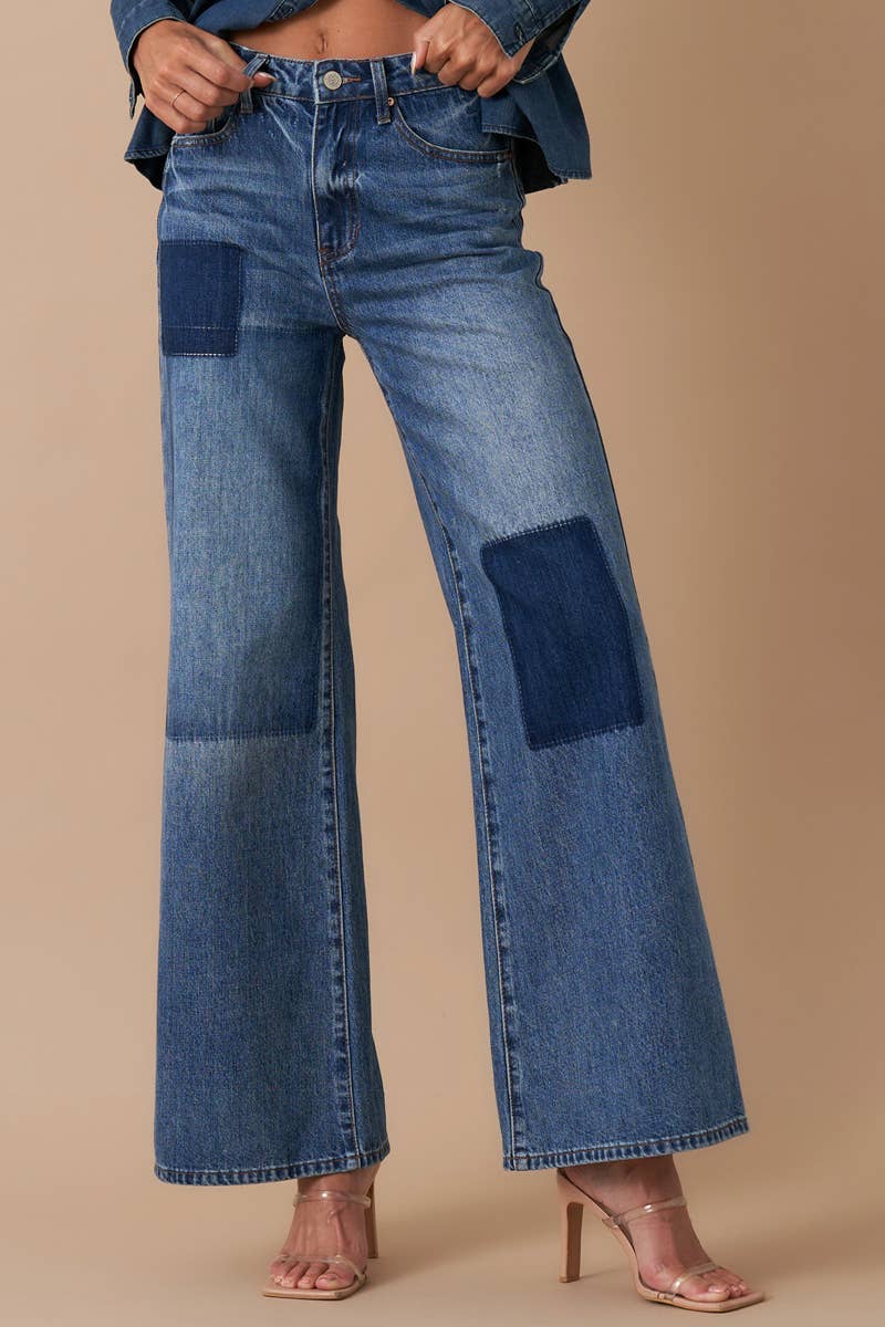Insane Gene USA - Vente Jean – femme - Jean patchwork décontracté à jambes larges3