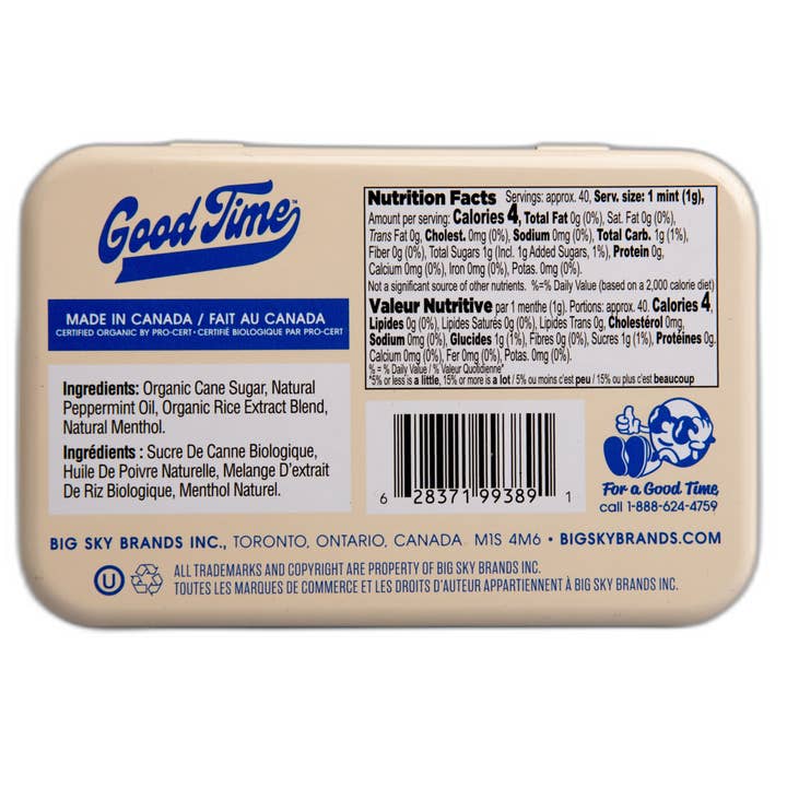 Big Sky Brands Inc. - Wholesale Mints - Good Time Organic Mints - Peppermint - 48ct1