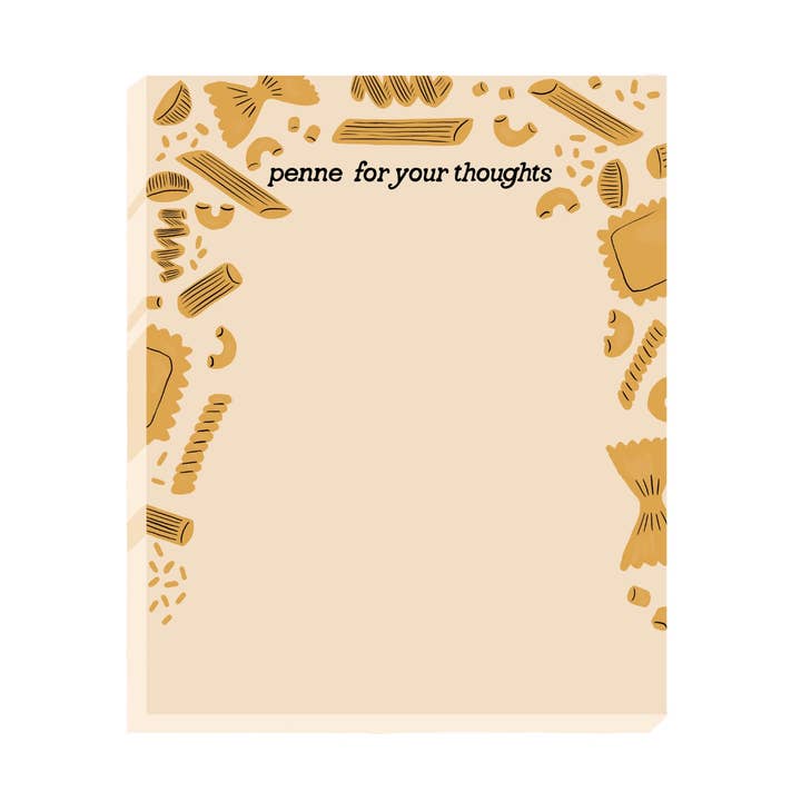 Penne Pasta Notepad - Penne for Your Thoughts for wholesale by Slightly Stationery