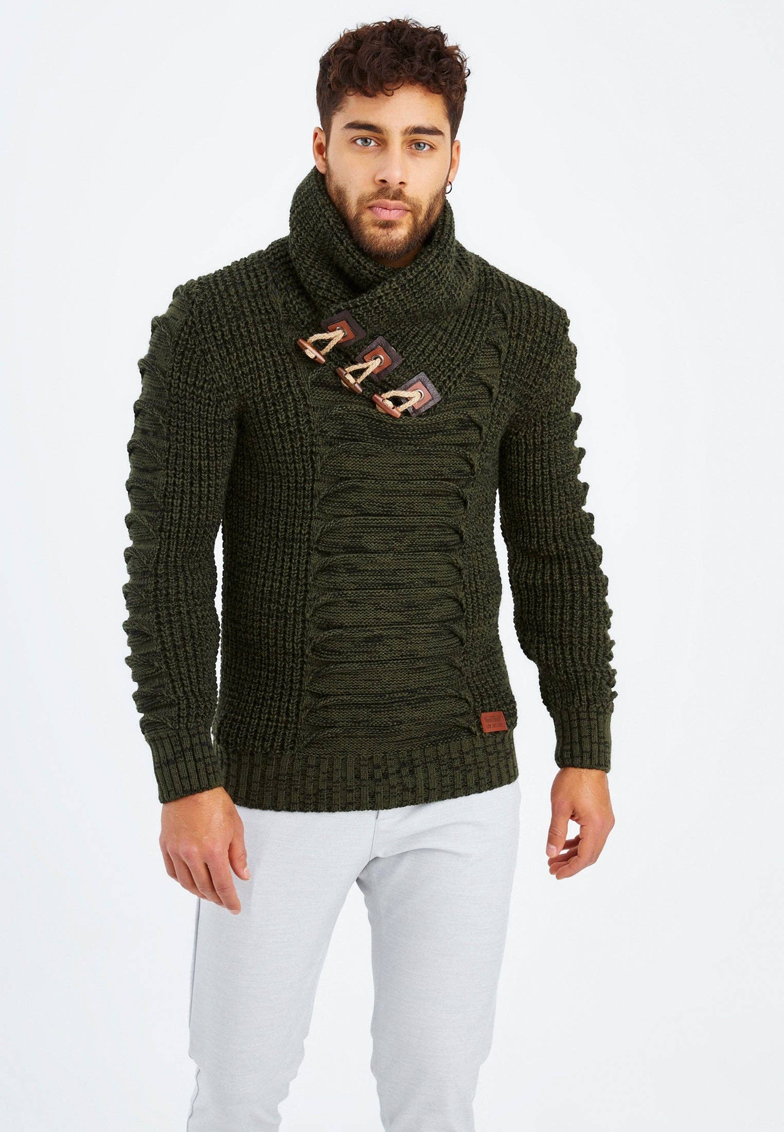 Leif Nelson GmbH - Wholesale Knit Sweater - Men's - Men's Knit Sweater Chunky Knit Shawl Collar LN-557526