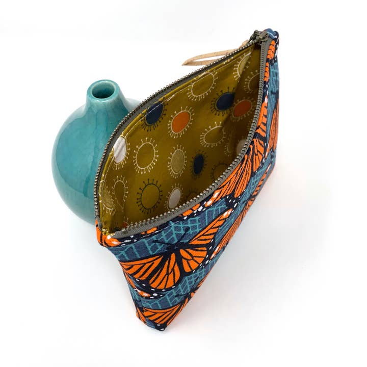 mmb by hand - Wholesale Pouch - Women's - Organic Slim Zip Pouch Charley Harper Monarch Butterflies4