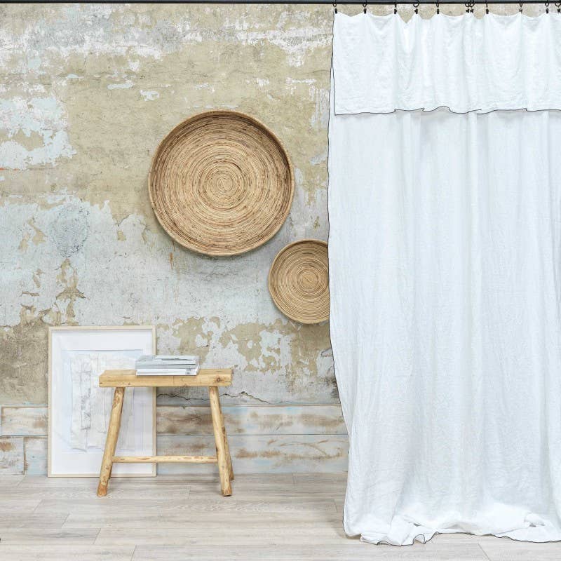 Maison d'été – wholesale Curtain – White washed linen curtain with black stitching 137X290 CM0
