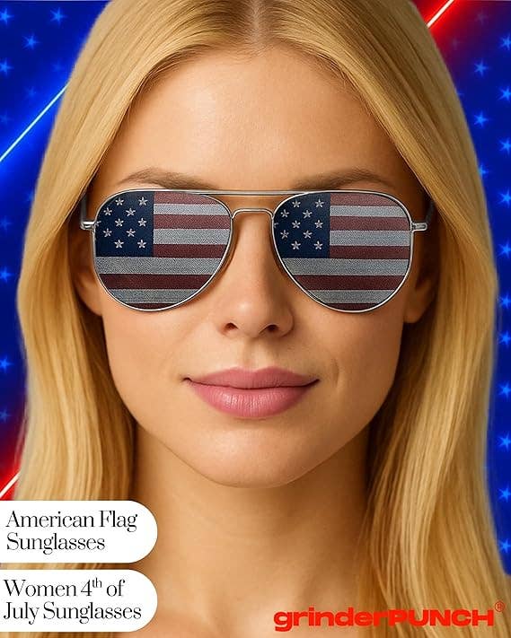 grinderPUNCH - Wholesale Sunglasses - Unisex - American Flag Aviator Sunglasses Glasses (Gunmetal)5