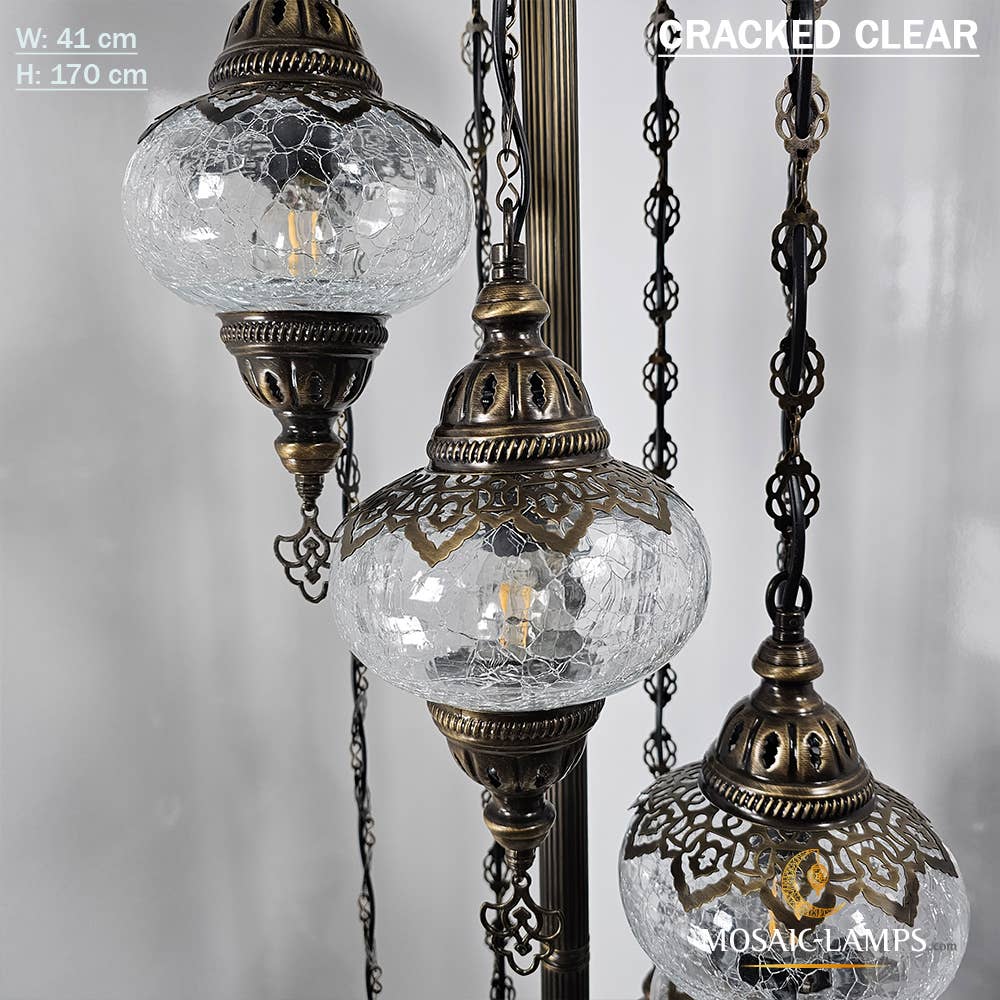 Mosaic Lamps – Engroshandel Gulvlampe – 7 Cracked Clear Globe tyrkiske gulvlamper, Stue Bedsi9