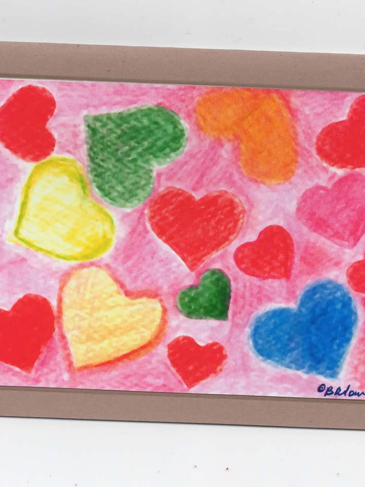Watercolor Hearts Note Card for wholesale by Noteworthy Crafts