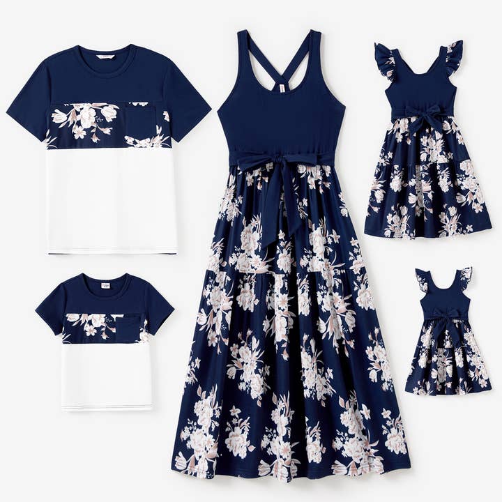 Passendes, für die Familie passendes T-Shirt oder Tanktop mit floralem Unterteil für den Großhandel von PatPat