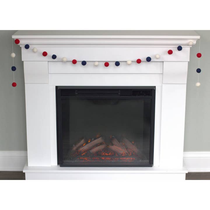 Matthew + Mae - Wholesale Bunting/Garland - Fourth July Garland- Red, Navy Blue, White Felt Ball Garland