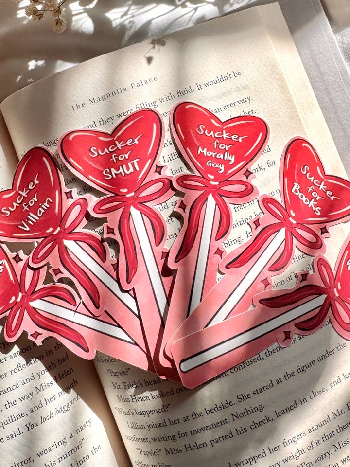 Sucker for Lollipop Valentine’s Stickers | Bookish Romance for wholesale by Arts By BooksNMae