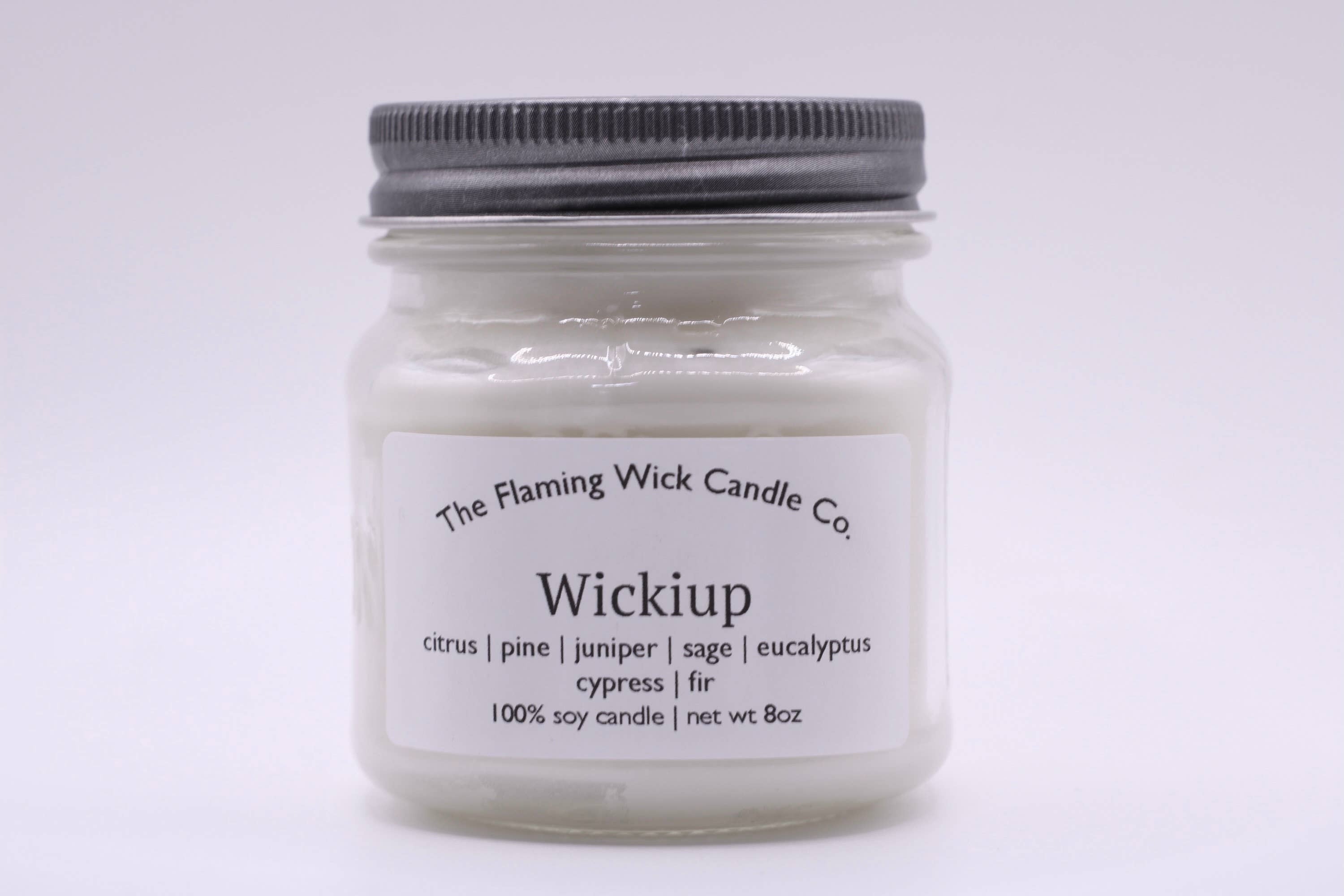The Flaming Wick Candle Co. - Wholesale Jar/Filled Candle - Wickiup soy candle glass mason jar with pewter lid