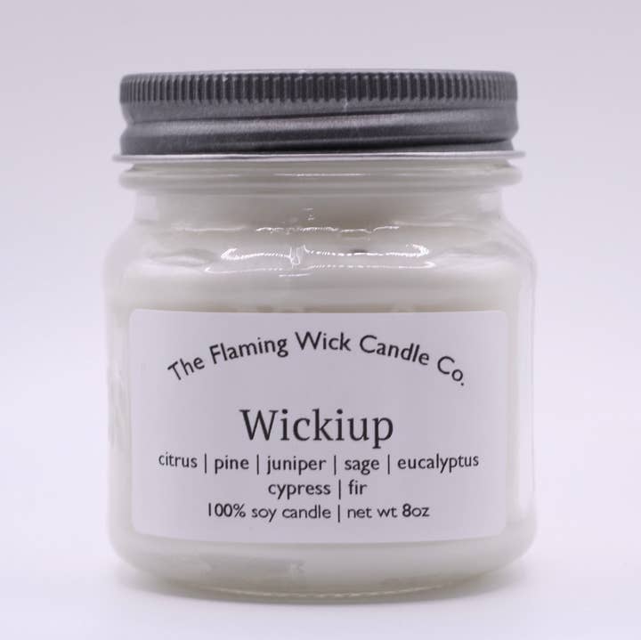 The Flaming Wick Candle Co. - Wholesale Jar/Filled Candle - Wickiup soy candle glass mason jar with pewter lid0
