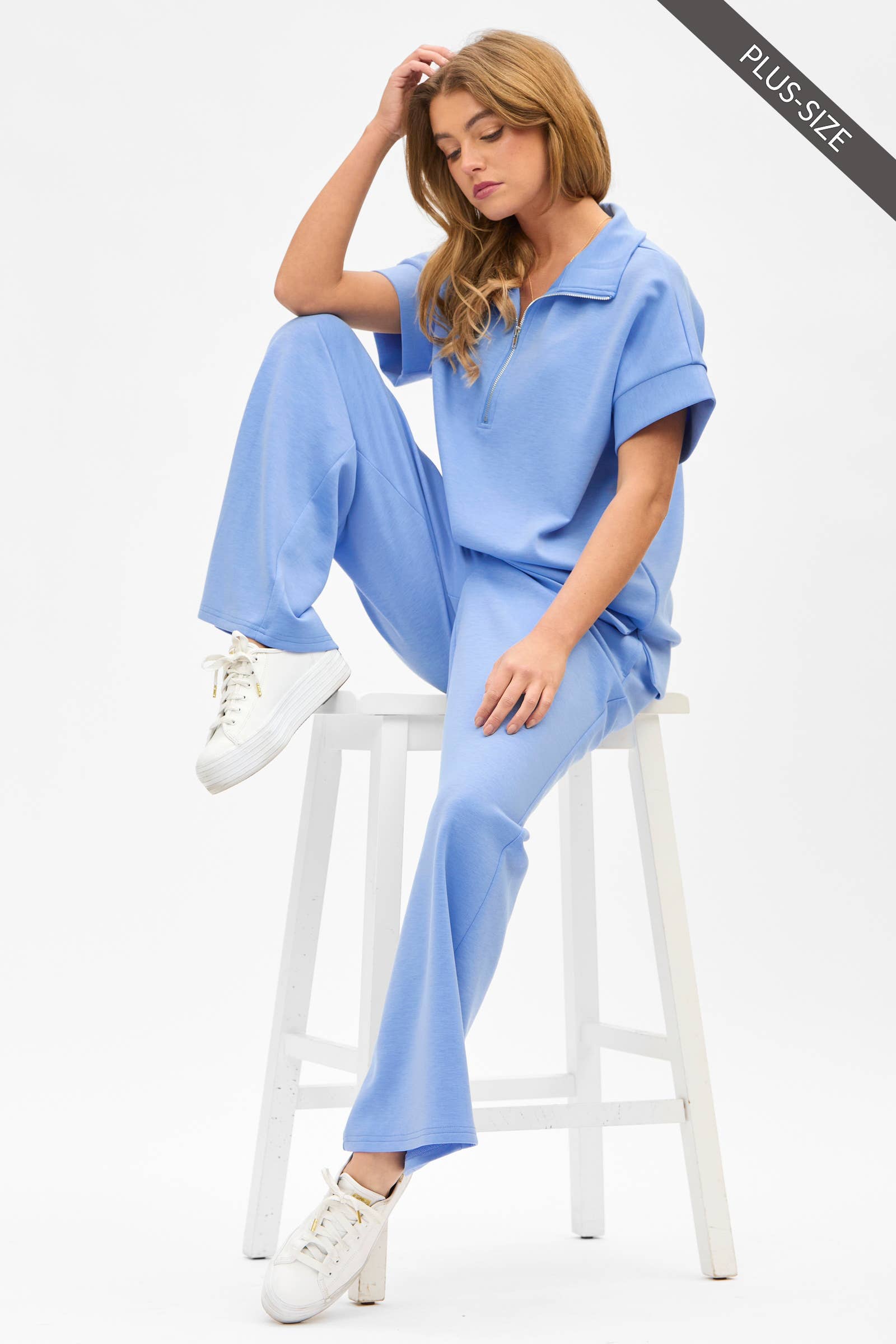 Dear Scarlett - Wholesale Lounge Set - Women's - PLUS SIZE Quarter Zip + Pants Modal Set TRVSET-CATALINAP6