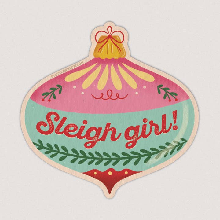 Slæde Pige Ornament Klistermærke for engroshandel hos Little Willow