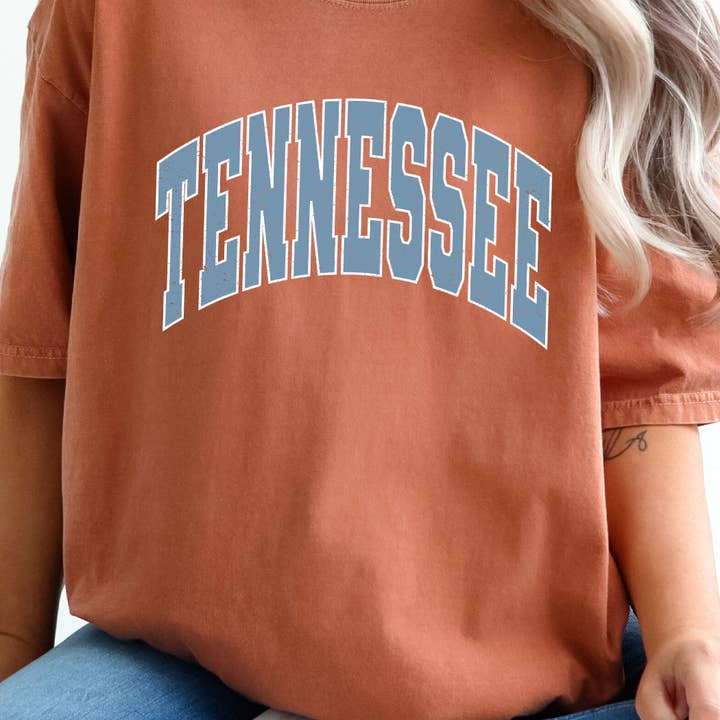 Tennessee Varsity Font Comfort Colors Tee for wholesale by Kissed Apparel