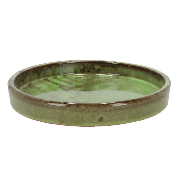 Glazed Saucer for PP022, Green - X Large for wholesale by Esschert Design USA