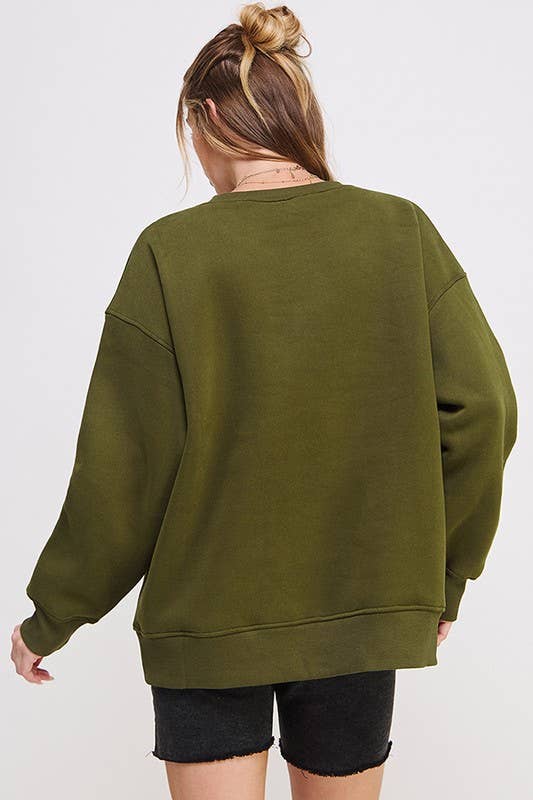 JADE BY JANE - Vendita all'ingrosso Felpa - Donna - Felpa oversize a maniche lunghe con scollo rotondo tinta unita17