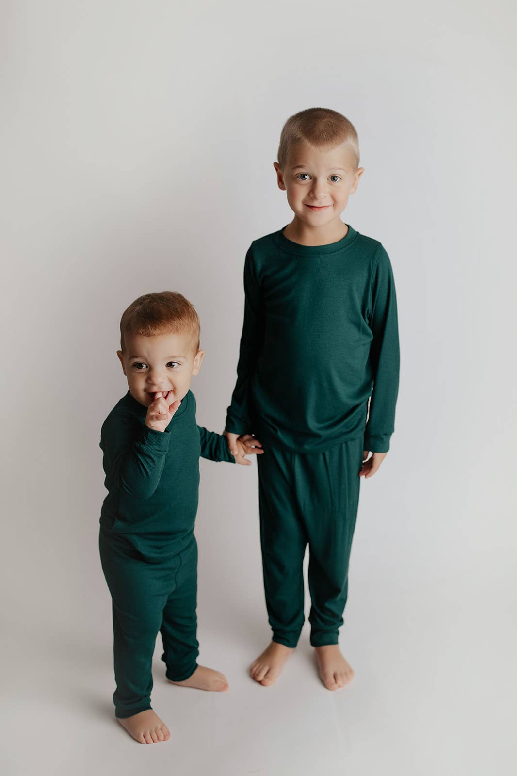 Three Little Tots – wholesale Pyjamasset - Barn – Ribbed Forest Green Jammies Barn Pjs & Lougewear5