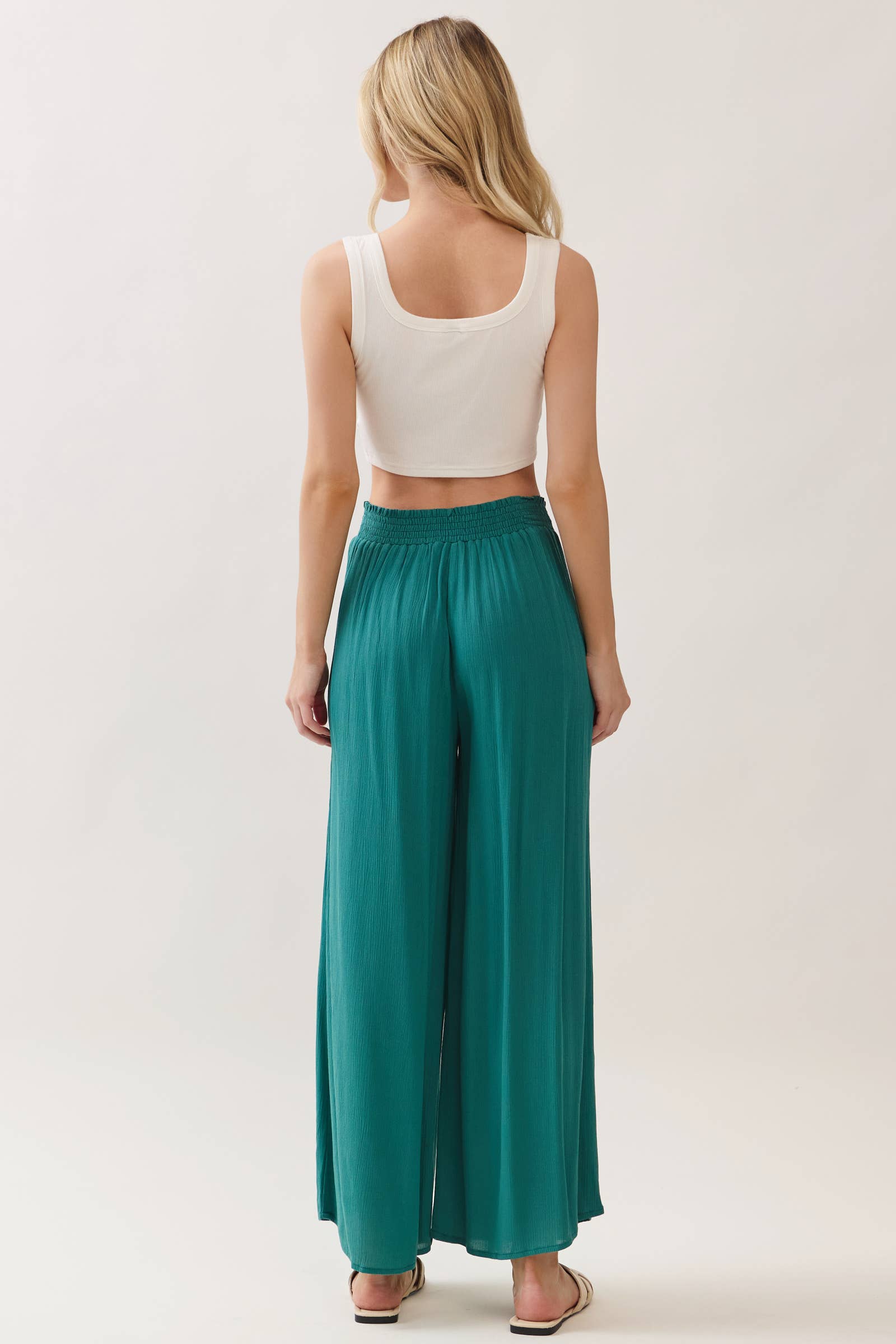 Final Touch - Wholesale Pants - Women's - Waist Smocked Wide Leg Pants - VLP70000340