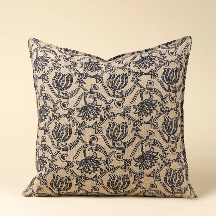 24x24 Lotus Linen Pillow, Blue for wholesale by Indaba Trading