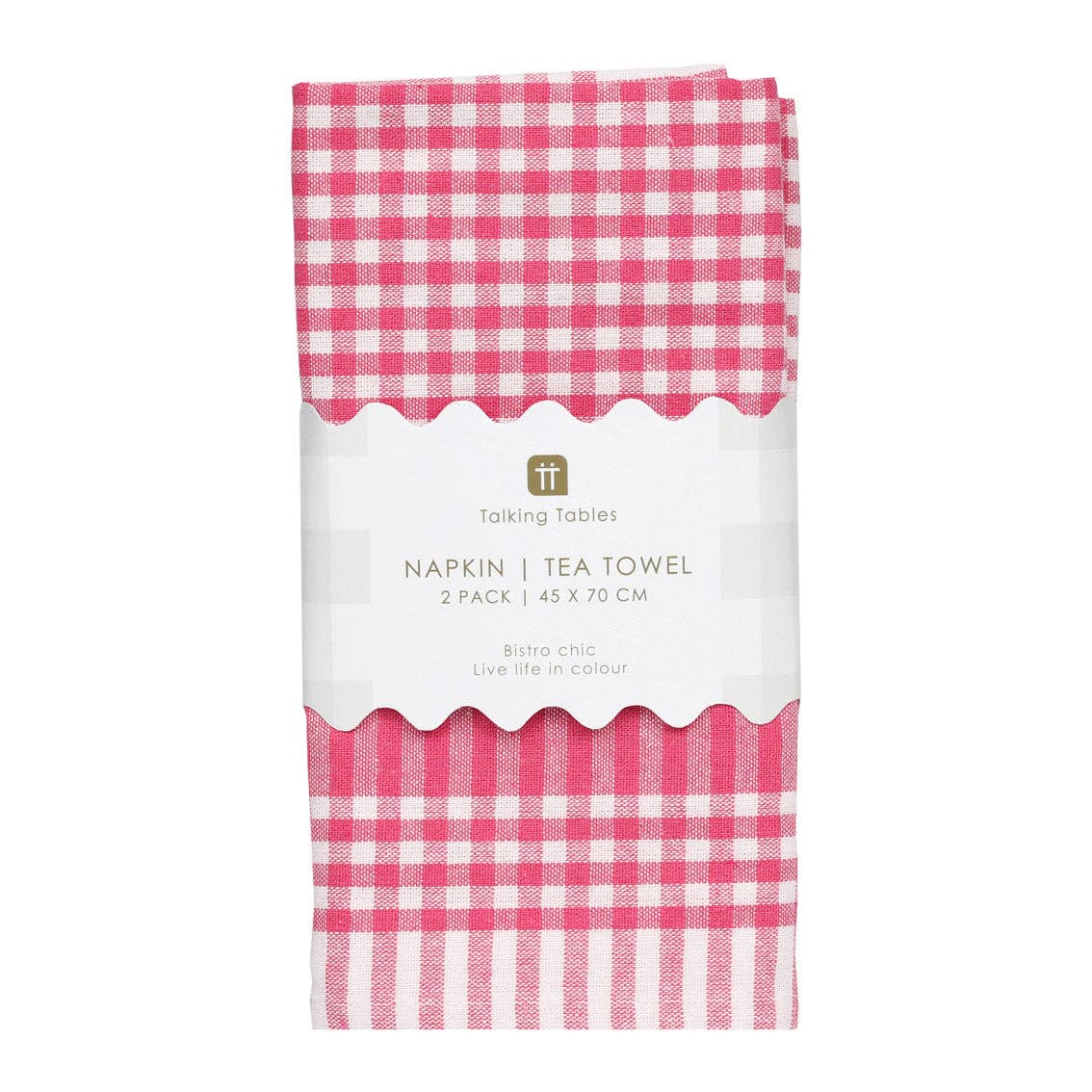 Talking Tables UK – wholesale Dinner & cloth napkin – Raspberry Pink Gingham Fabric Tea Towels - 2 Pack | Kitchenware |4