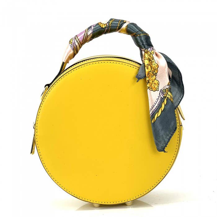 Yaya's Luxe Wholesale - Wholesale Crossbody bag – Women's - Italian Leather Round Crossbody Bag with Scarf Accessory4