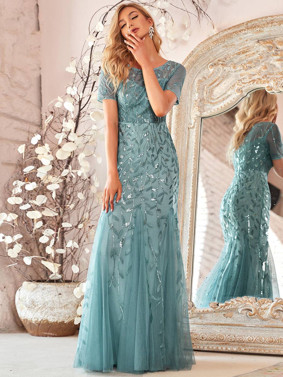 Ever-Pretty – wholesale Gown – Women's – Sequin Shiny Fishtail Tulle Dresses for Party5
