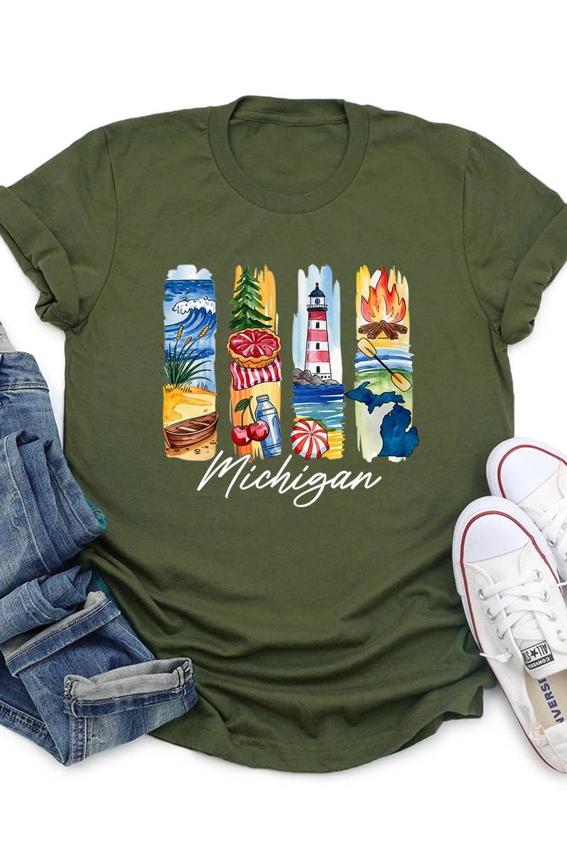 COLORBEAR - Wholesale T-Shirt (Graphic) - Women's - Michigan State Brushstroke Graphic Tee12