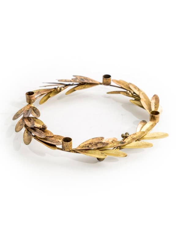 McGowan & Rutherford Ltd – wholesale Candle holder – Antique Gold Olive Branch Candle Holder0