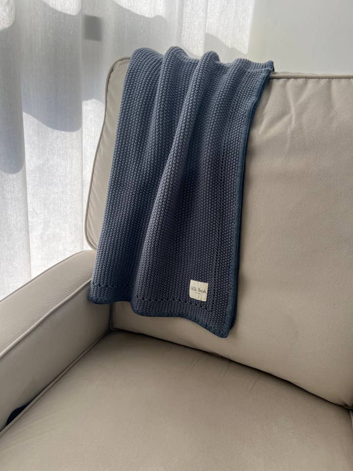 Little Threads - Venta al por mayor Manta de cama - Niños y bebés - Manta de algodón tejida azul pizarra5