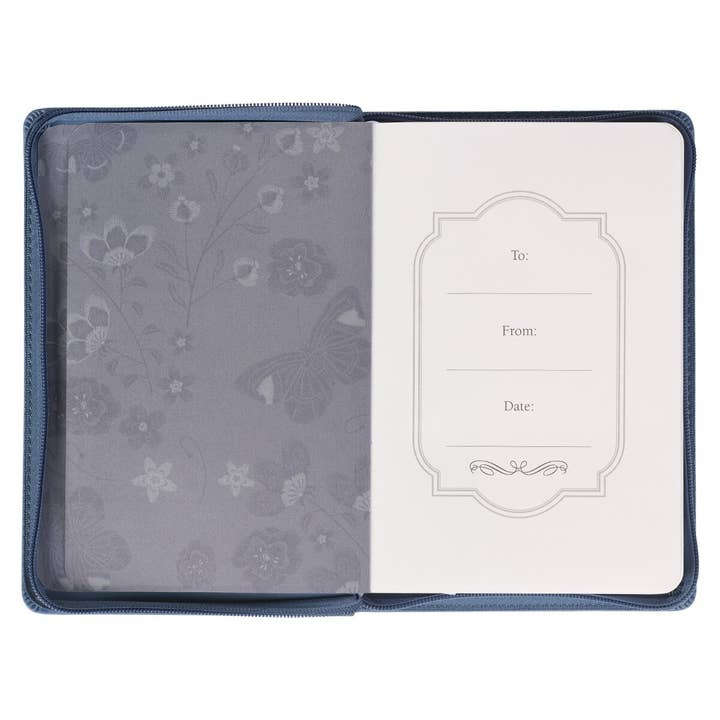 Christian Art Gifts - Wholesale Journal/Diary - Be Still Floral Embroidered Blue Faux Leather Classic Journa1