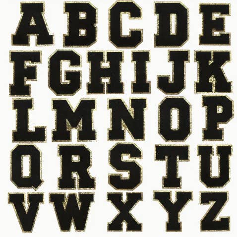 Camel Threads – wholesale Patch – 3" Sticky Back Black "A-Z 26 Letters per Pack" $30
