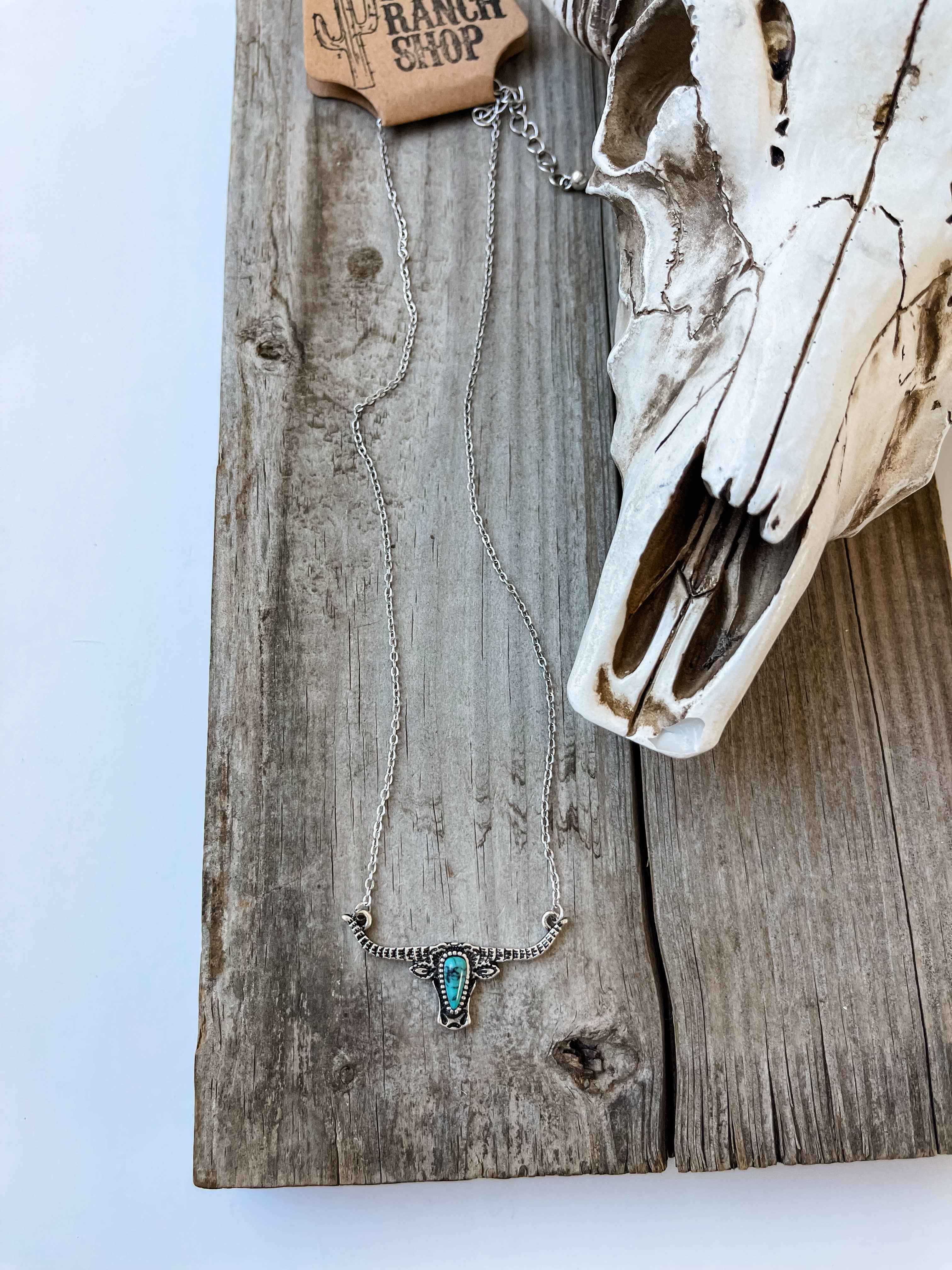 Boho Ranch Shop - Wholesale Pendant/Charm Necklace - Western Steer Skull Head Necklace2