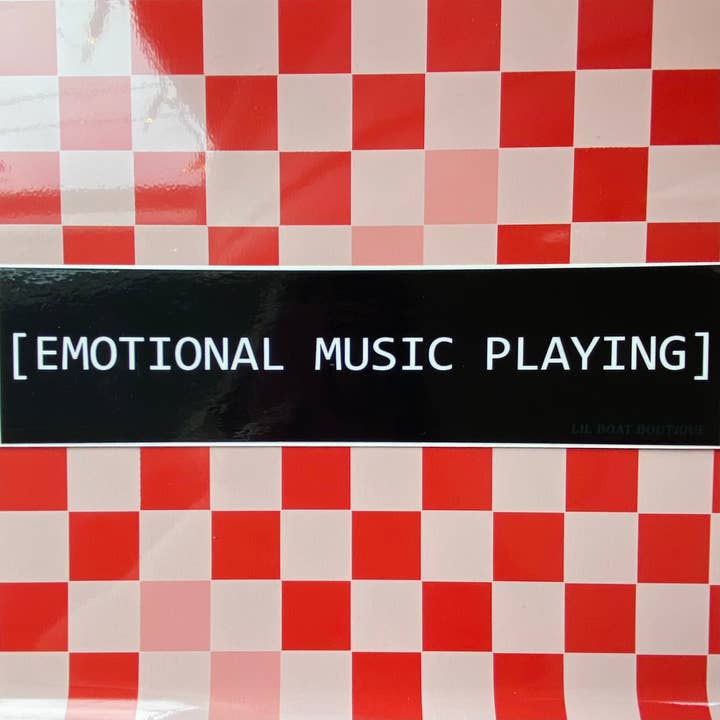 Emotionele muziek speelt Bumper Sticker Emo TV Onderschrift met gesloten onderschrift voor wholesale door Lil Boat Boutique