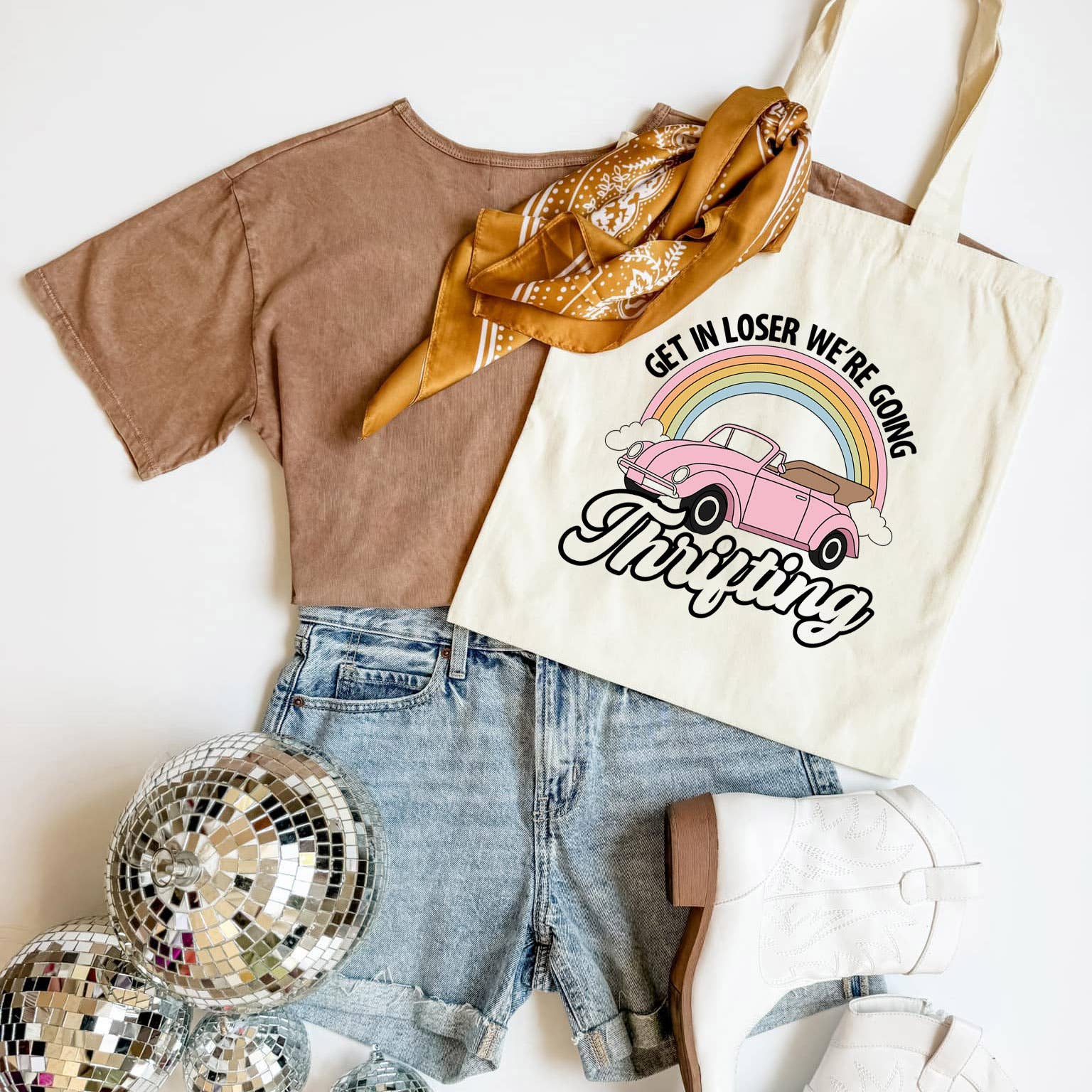 Mugsby - Vente Tote bag – femme - Sac Fourre-tout "Monte, Loser" Amusant pour Acheteur de Friperie en Toile1