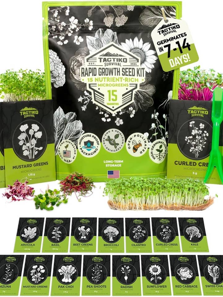 Tactiko Microgreens Garden Seed Kit – 15 Heirloom Varieties for wholesale by Tactiko Survival