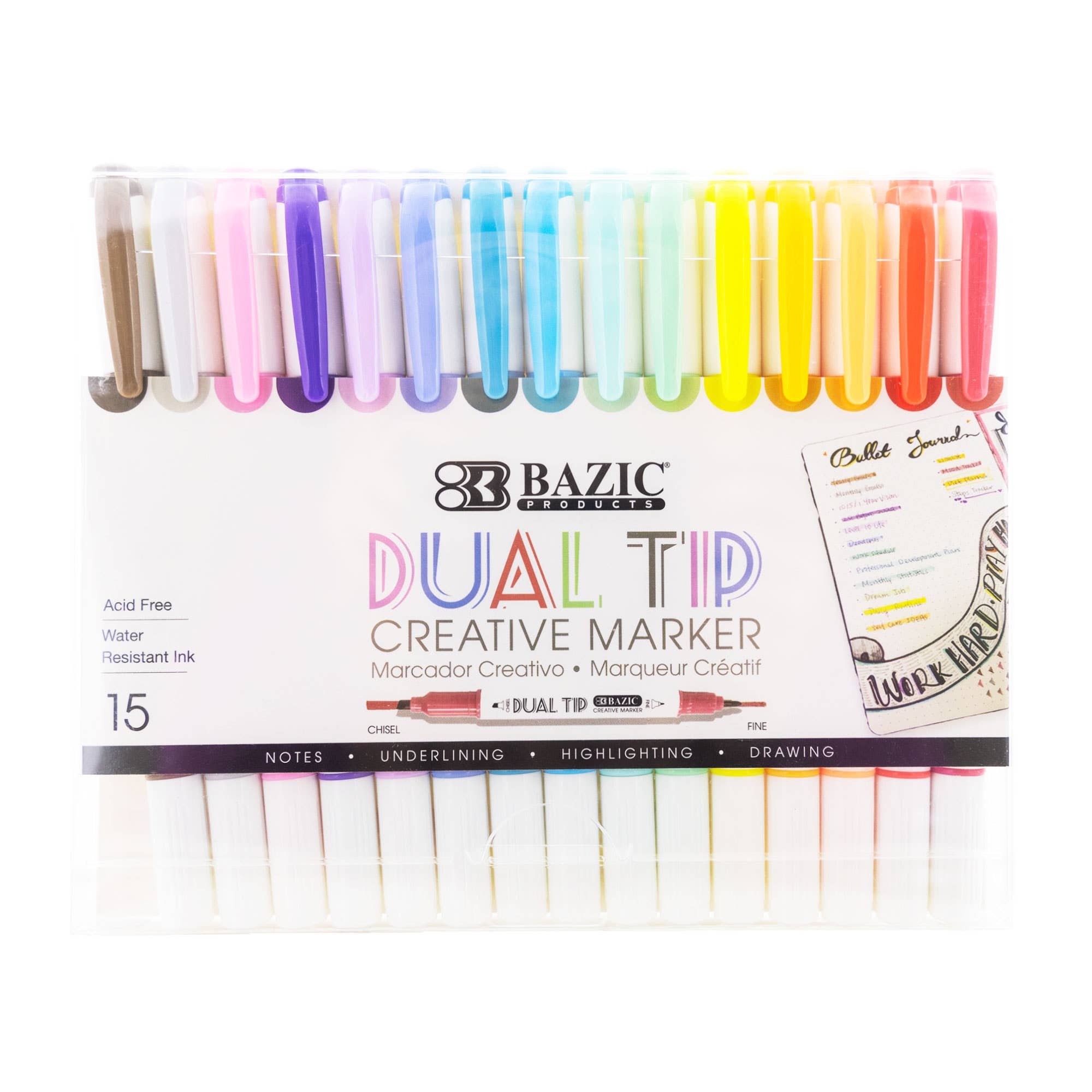 BAZIC Products - Wholesale Marker - Dual Tip Creative Markers 15 Colors0