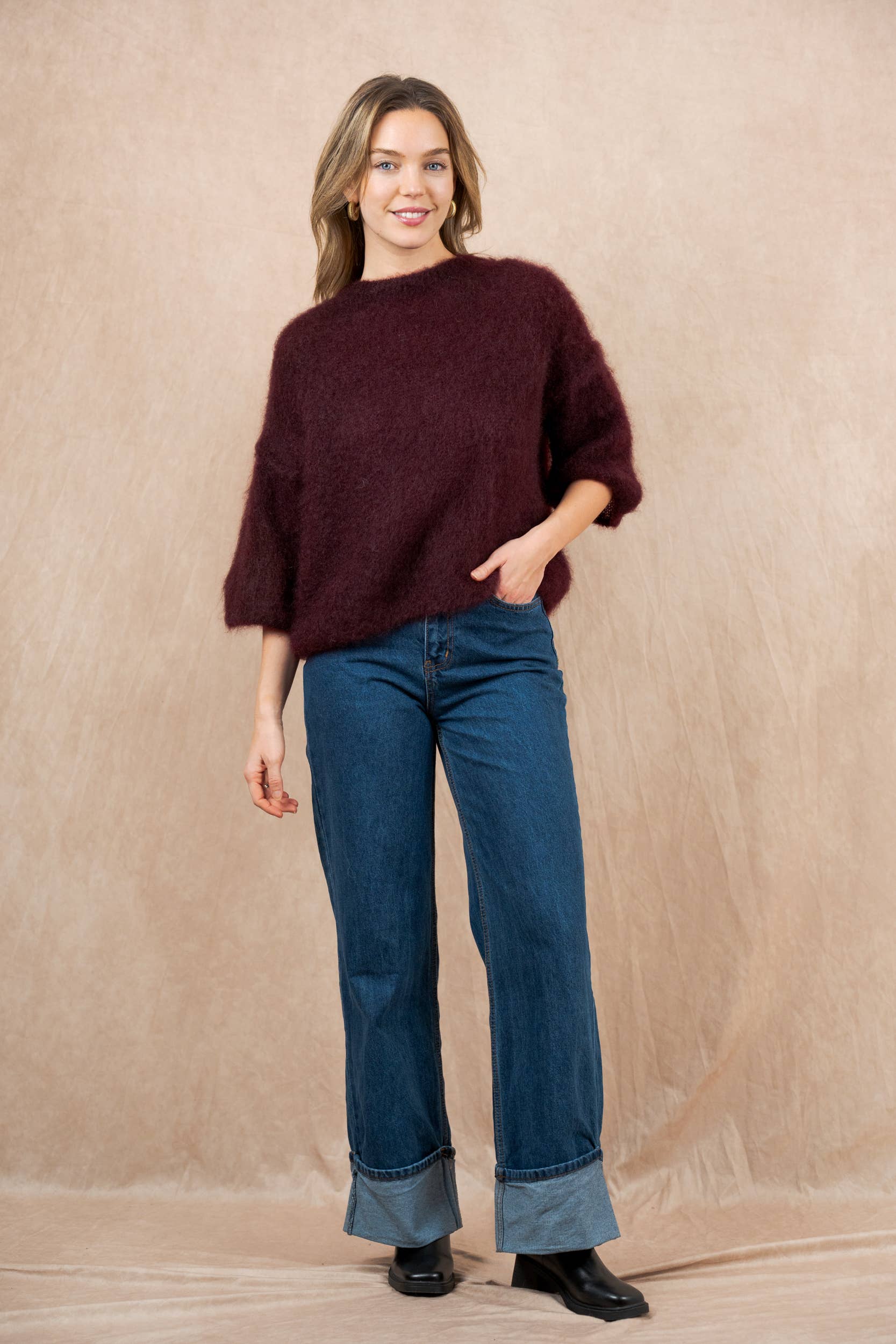 NAÏS PARIS - Vendita all'ingrosso Maglione tricot - Donna - Maglione a maniche corte e collo rotondo in 80% kid mohair25