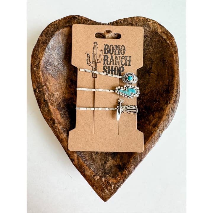 Boho Ranch Shop - Wholesale Bobby Pin - Women's - Western Hair Bobby 3 Pin Set - wedding, prom hair bridesmaid1