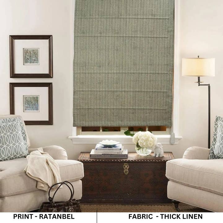 Fabdivine - Wholesale Blinds - Handcrafted Block Print Thick Linen Roman Curtain- Ratanbel8